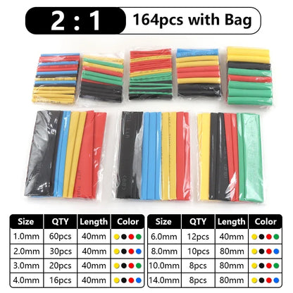 102-750pcs 2:1 Thermoresistant Tube Heat Shrink Wrapping Kit Assorted Wire Cable Insulation Sleeving 3:1 Heat Shrink Tube Set