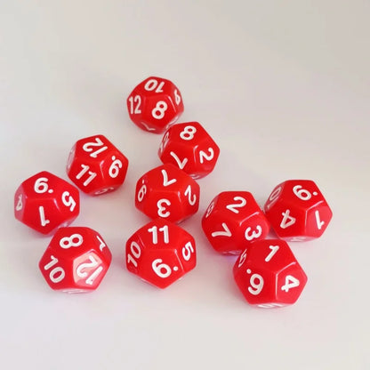 D12 12 Faces DND Dice Transparent Acrylic 12 Side Dice Set Polyhedral TRPG, Mtg, Rpg, Dice for DND or COC Game, 10PCs per Set