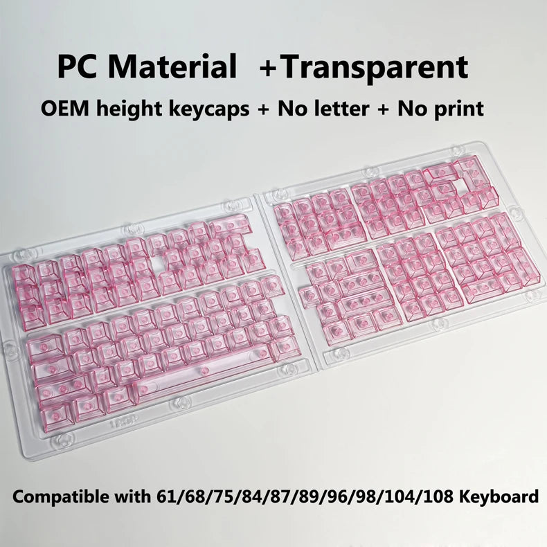 Full Sets Transparent Keycaps for Mechanical Keyboard Front/Side/None Print RGB Backlit Full/Misty Transparent Keycap 130+ Key