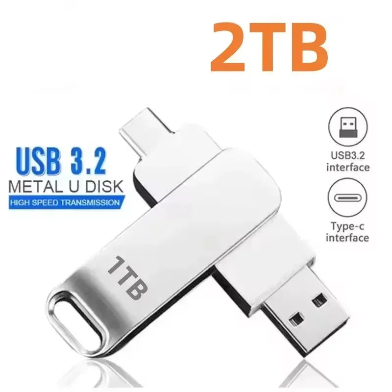 64TB USB 3.2 Flash Drives High-Speed Transfer Metal Pendrive Memory Card Pendrive Flash Disk Memoria Waterproof Stick 2026 New