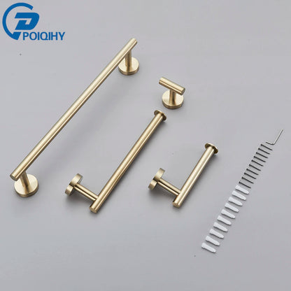 Brushed Gold Bathroom Accessories Towel Bar Bath Robe Hook Bathroom Hardware Set Shelf for Towels Paper Tissue Holder