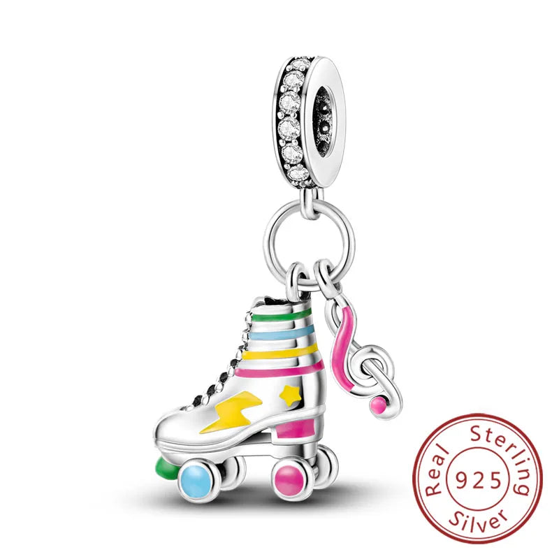 Dijes de plata de ley 925 originales, abalorios de cristal de vino, taza de café, dije colgante para pulseras de mujer, joyería DIY, regalo