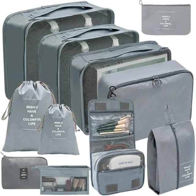 11 PCS/Set Travel Storage Bag Clothes Organizer Bags Luggage Suitcase Organizer Waterproof Wash Bag Clothes Storage Ziplock Bag