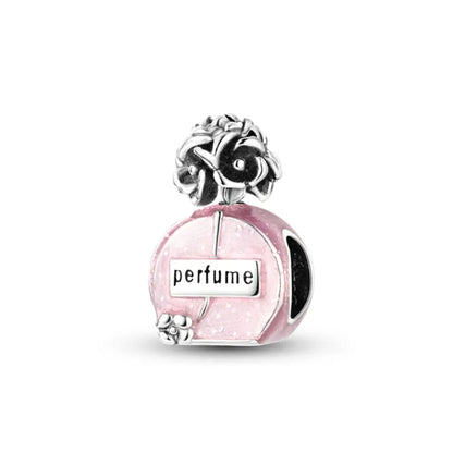 Pink Bead Bag Perfume Lipstick high heels Pendant fit Original Bracelet Accessories DIY Jewelry Women 925Silver Gift Trunk Charm