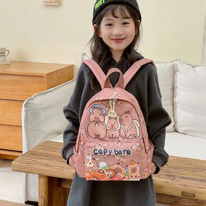 Cute Large Capacity Capybara Backpack, Cartoon Breathable Student Schoolbag, Nylon Ultra-light Book Bag, Back to school Girl