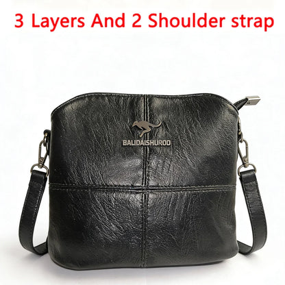 Brand Leather 3 Layers Alligator Crossbody Bag for Women Female Shoulder Messenger Sac Luxury Designer Ladies Handbags