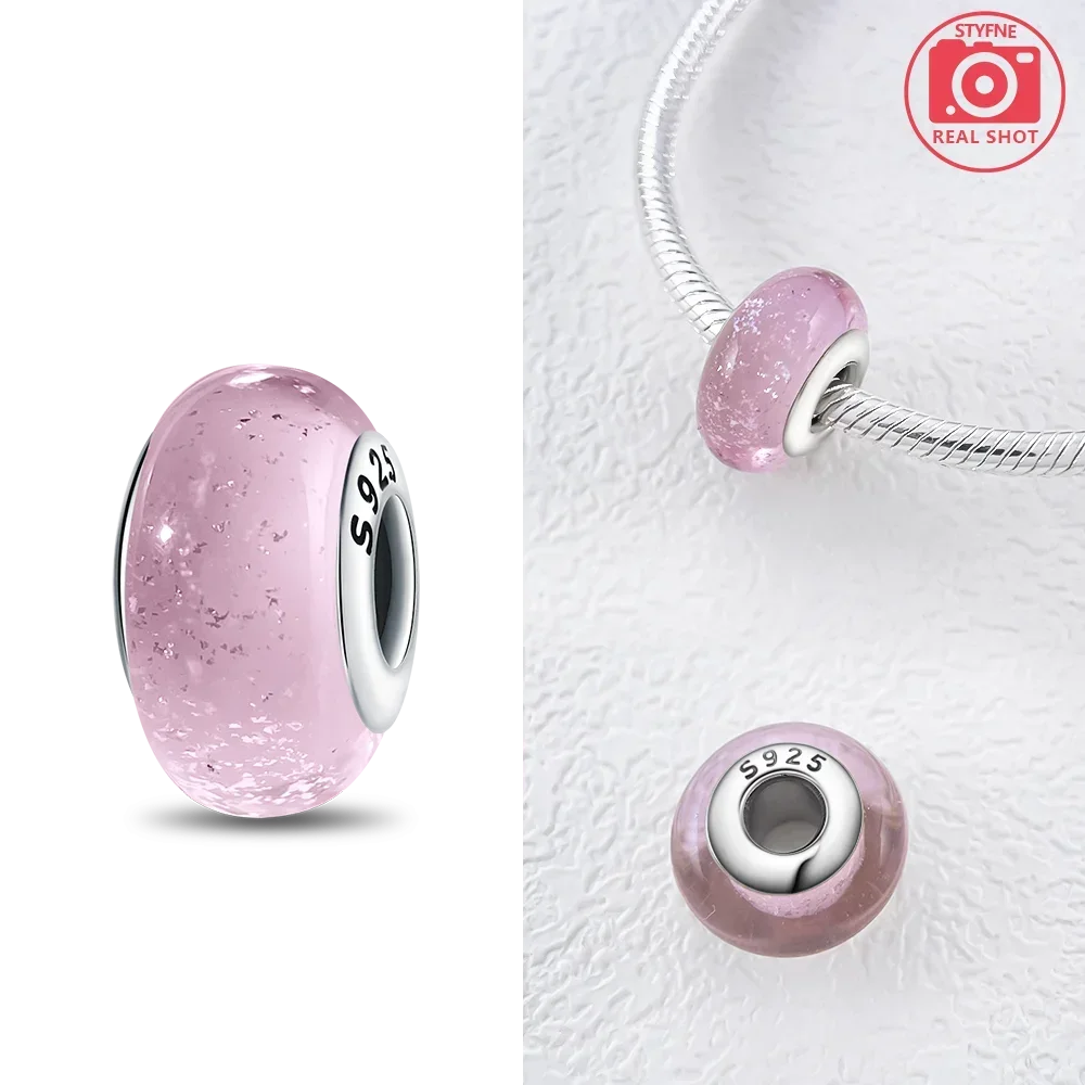 Silver 925 Colorful Flower Series Murano Glass Beads Charm Fit Original Bracelet Murano Glass DIY for Women Jewelry Gift