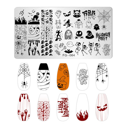 RJ Halloween Nail Stamping Plates, Beautiful zombie Festival Pattern Nail Art Image Plates, Stainless Steel Nail Art Plate Stencil