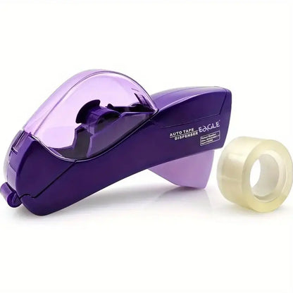 Dispensador automático de cinta de 1 unidad, diseño de una sola mano, viene con 1 rollo de cinta de 0,75 pulgadas para envolver cajas de regalo navideñas.