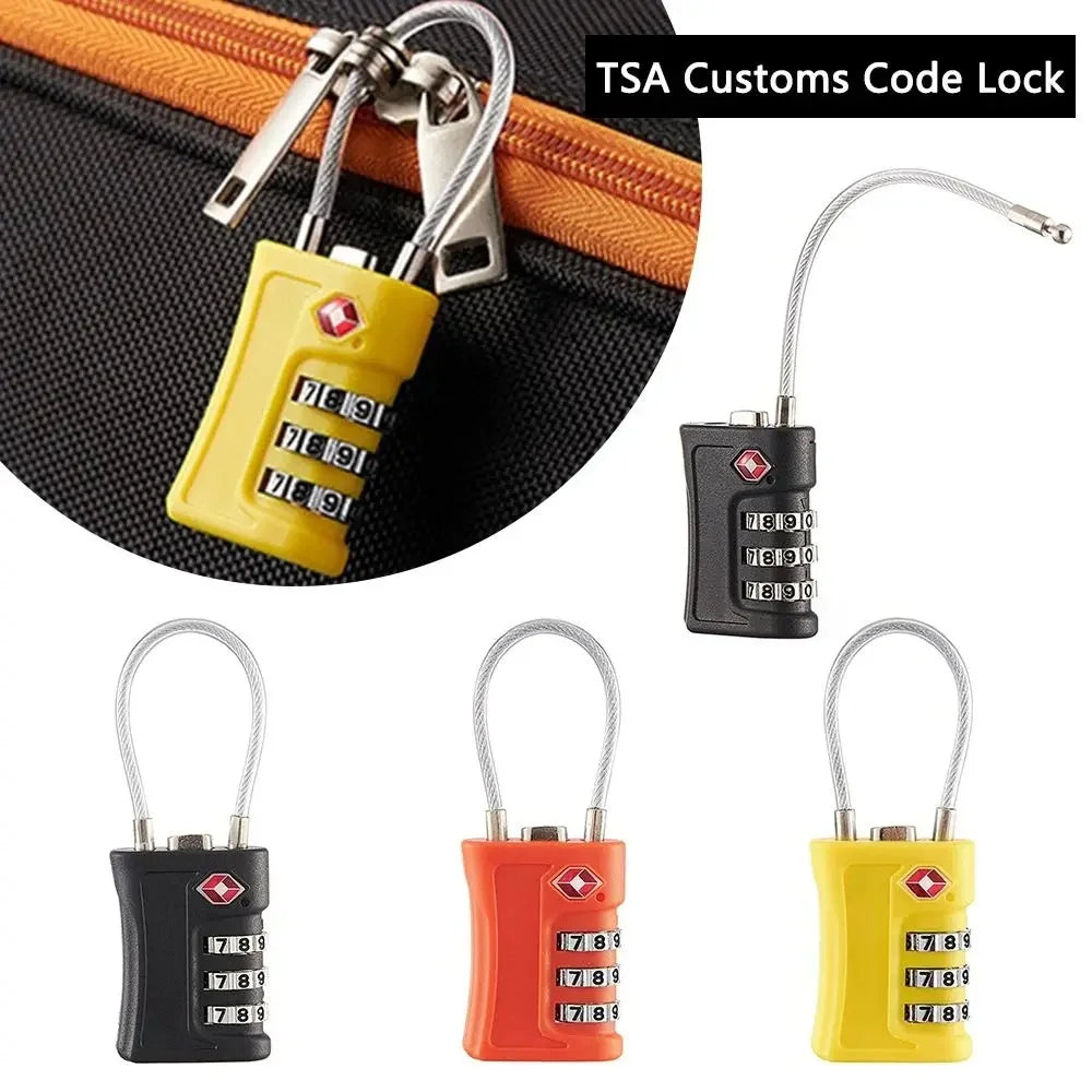 TSA Customs Code Lock for Travel Luggage, Password Changeable, Black Lock, Contrast Design, Padlock, 3-Digit Combination Lock
