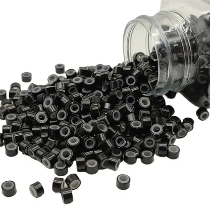 1000Pcs, Hair Extentions Micro Rings Links Beads, 5mm Silicone Lined Beads for Human Hair Extensions Tool-Multi-colored