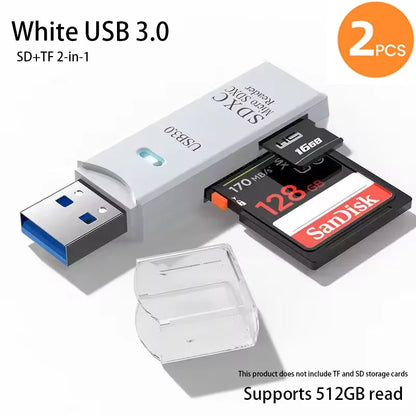 2-in-1 Multi-Functional USB 3.0 Card Reader Micro SD TF Memory Card Reader USB Flash Drive Card Reader Adapter for PC Laptops Accessories