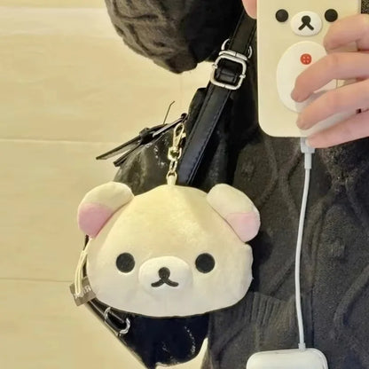 Hot Sale Anime Rilakkuma Expansion Wallet Purse Cartoon Bear Face Small Short Wallets Girls Cute Purses Money Clips Bag Toy gift