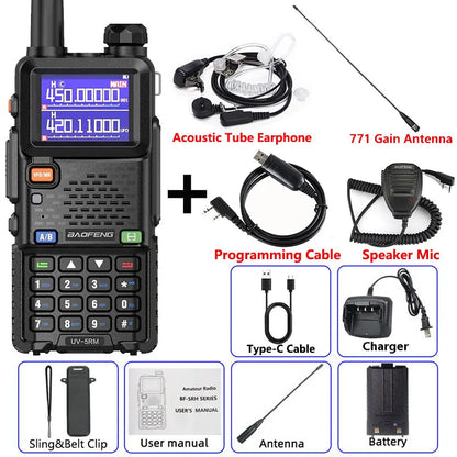 Baofeng UV-5RM Walkie Talkie Long Range Wireless Copy Frequency Two Way Radio Type-C Charger Upgraded UV 5R Full Band Transceiver