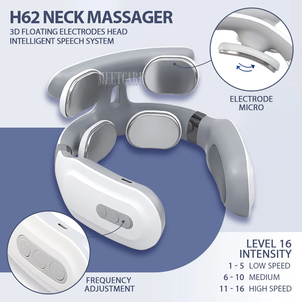 TENS Pulse Back Neck Massage 4 Modes EMS Electric Smart Shoulder Cervical Massager Relaxation Muscle Beating Health Care Tool