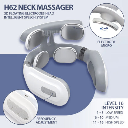 TENS Pulse Back Neck Massage 4 Modes EMS Electric Smart Shoulder Cervical Massager Relaxation Muscle Beating Health Care Tool