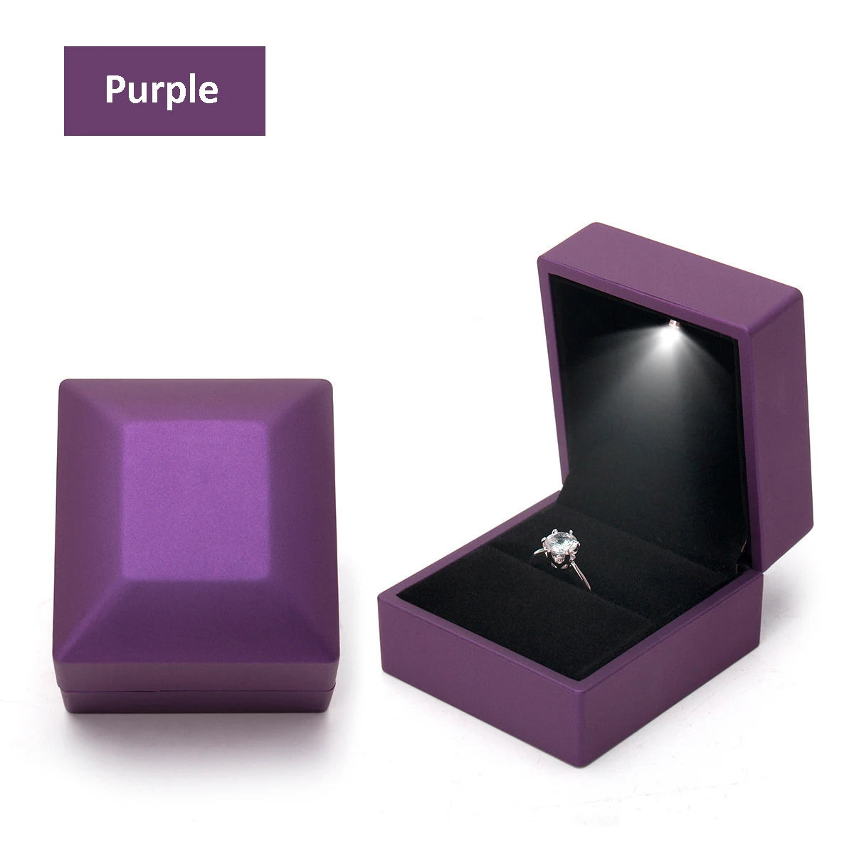 LED Jewelry Ring Box with Light Luxury Crown Earrings Pendant Storage Display Proposal Wedding Gift Box Jewelry Organizer Box