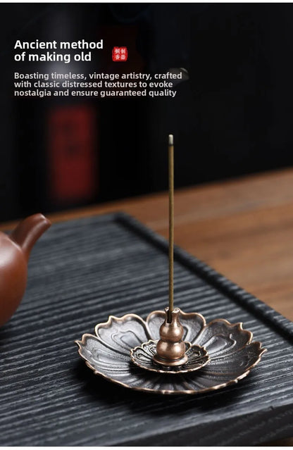 1Pcs Porous Lotus Zen Line Incense Insertion 2-In-1 Incense Holder Sandalwood Burner Lncense Plate Tray Retro Home Decorations