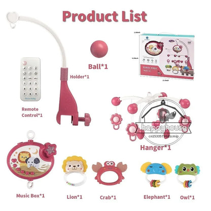 Baby Crib Mobile with Lights Music Projection for Infants 0-6 Months Remote Control Crib Toys for Newborn Baby Mobile for Crib