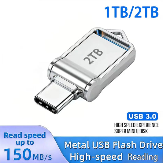Flash Drive Cam Accessories 2TB High-Speed USB 3.0 Type-C OTG Metal Pen Drive 1TB Portable Memory USB Stick New Cam Accessories