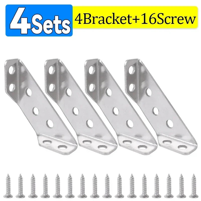 Corner Brackets, Stainless Steel Furniture Angle, Shelf Connector, Cabinet Support Fixing Frame Corner Brace