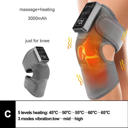 Electric Heated Vibration Knee Massage Pad, 3 in 1 Massager for Shoulder Elbow, Hot Compress Thermal Joint Brace Muscle Relaxation