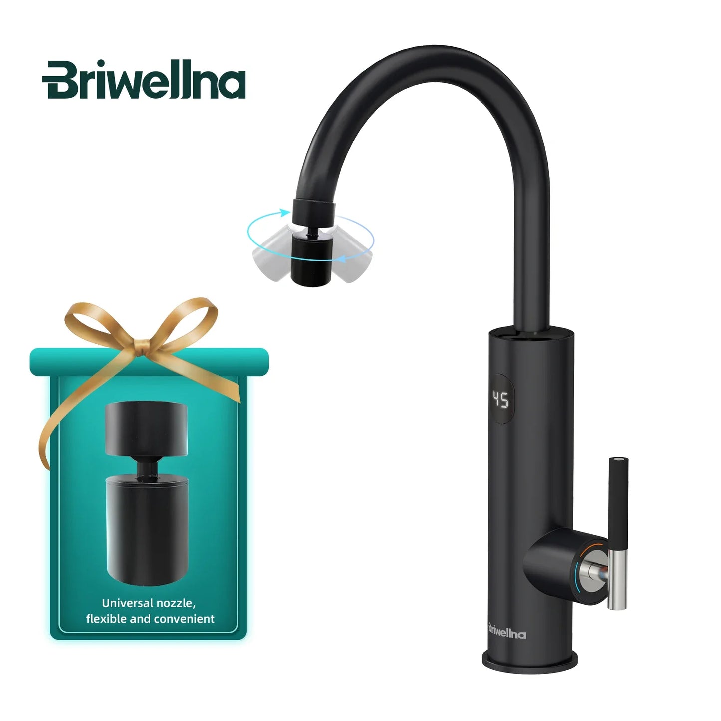 Briwellna Electric Water Heater Hot Water Faucet 2-in-1 Basin Tap Tankless Geyser 220V Instant Water Heater Faucet For Home