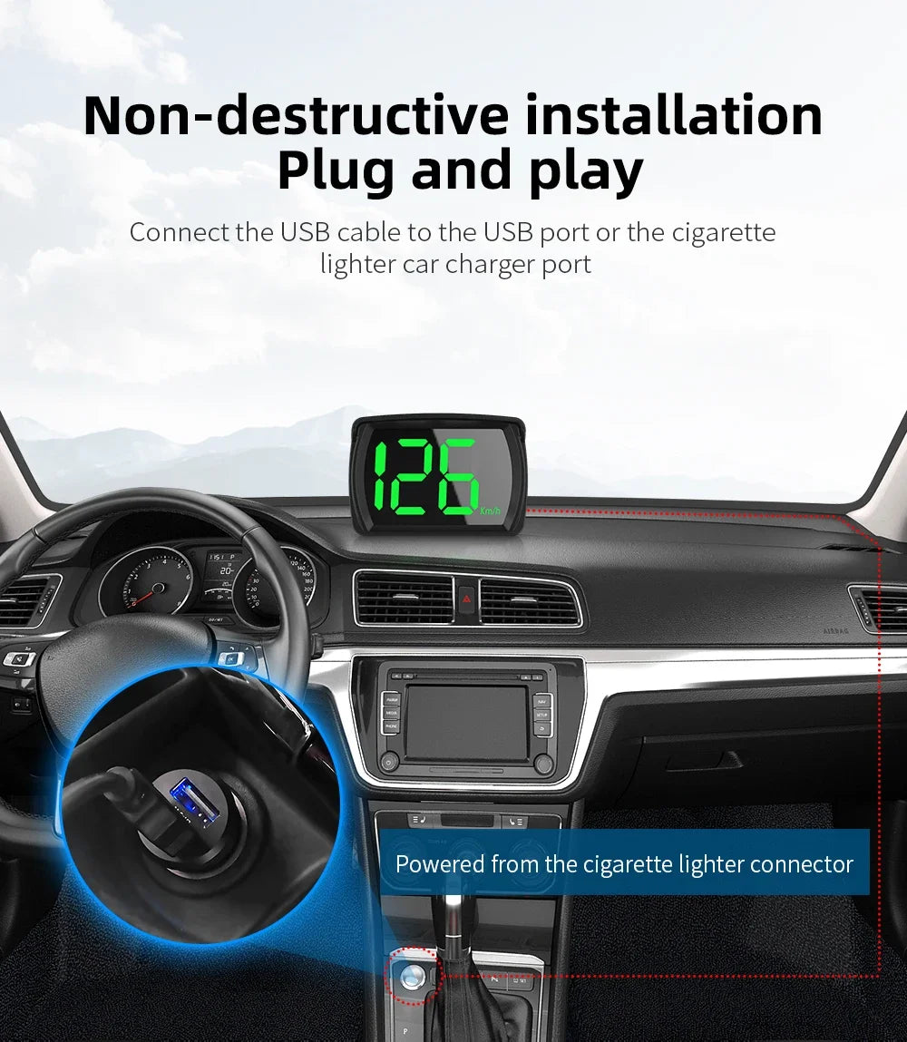 New M22 Car GPS Head-Up Display Speed, RPM (Revolutions Per Minute) in KMH (Kilometers Per Hour) or MPH (Miles Per Hour), HUD GPS Speedometer Projector Screen Dashboard with Odometer and Overspeed Alarm