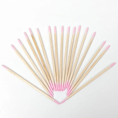 100/200/300/500Pcs Nail Double-Head Wood Swab Cleaning Sticks Pink Dual-Tipped Cotton Head Cleaning Swab Nail Polish Remover 7cm