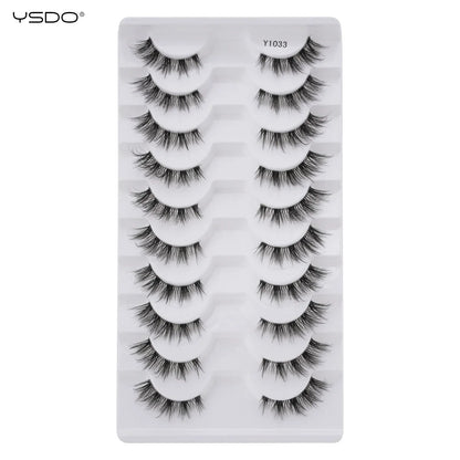 YSDO 5/10 Pairs Half Lashes Cat Eyelashes Soft Natural Clear Band False Lashes Natural Wispy Faux 3d Mink Eyelashes Makeup Tools