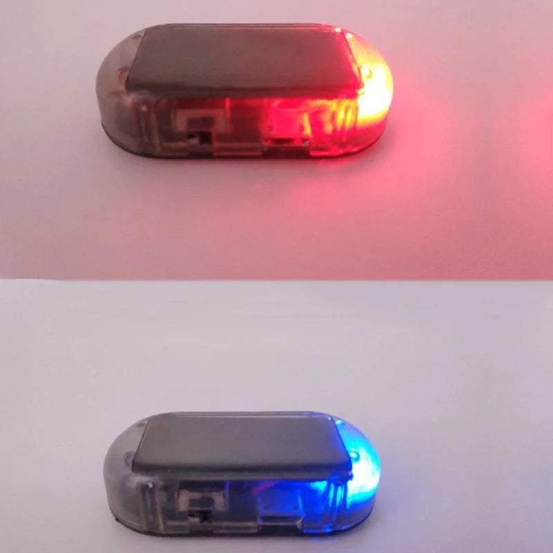 Car Alarm Light Car Solar Power Simulated Dummy Alarm Warning Anti-Theft LED Flashing Security Light with USB Port