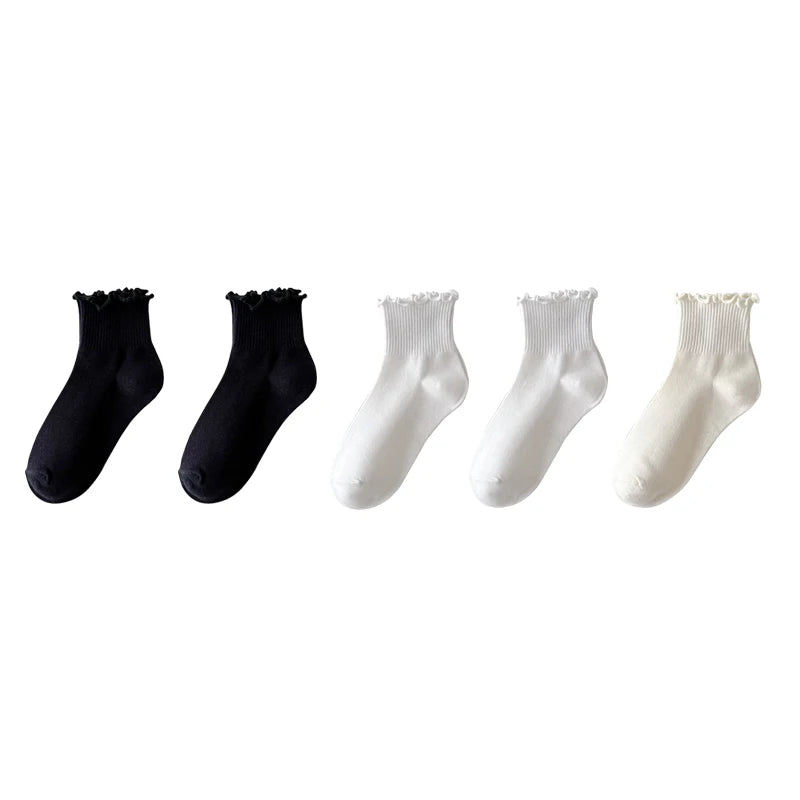 Japanese Winter Rolled Edge Short Socks Cute Socks Women Fresh Winter Wooden Ear Edge Female Socks Student Lo Niang Short Socks