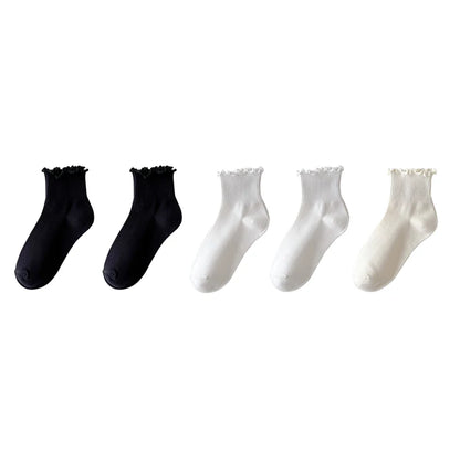 Japanese Winter Rolled Edge Short Socks Cute Socks Women Fresh Winter Wooden Ear Edge Female Socks Student Lo Niang Short Socks