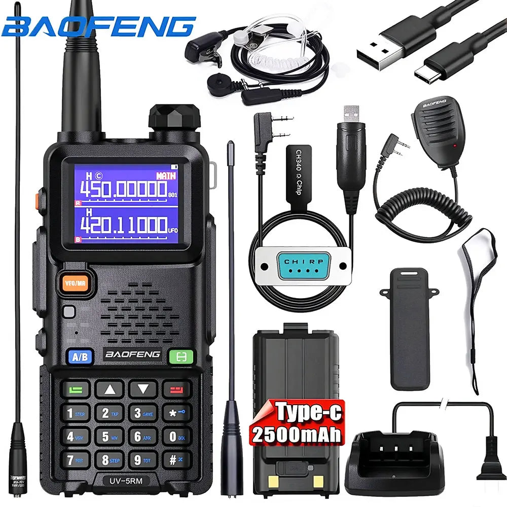 Baofeng UV-5RM Walkie Talkie Long Range Wireless Copy Frequency Two Way Radio Type-C Charger Upgraded UV 5R Full Band Transceiver