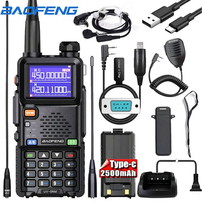 Baofeng UV-5RM Walkie Talkie Long Range Wireless Copy Frequency Two Way Radio Type-C Charger Upgraded UV 5R Full Band Transceiver