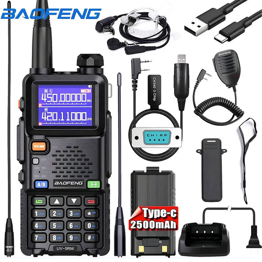 Baofeng UV-5RM Walkie Talkie Long Range Wireless Copy Frequency Two Way Radio Type-C Charger Upgraded UV 5R Full Band Transceiver