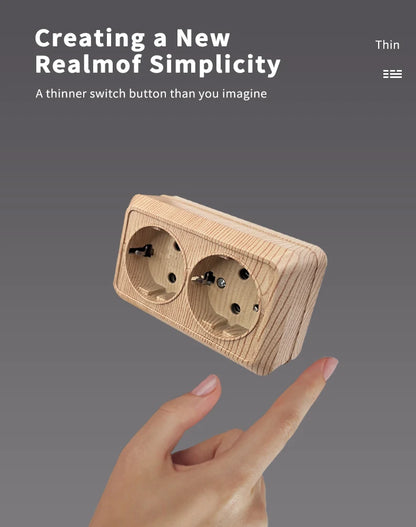 Wood Paint Wall Surface 2 Sockets Plugs EU Exterior Electrical Outlets With Ground Outdoor Power Socket Flame Retardant Plastic