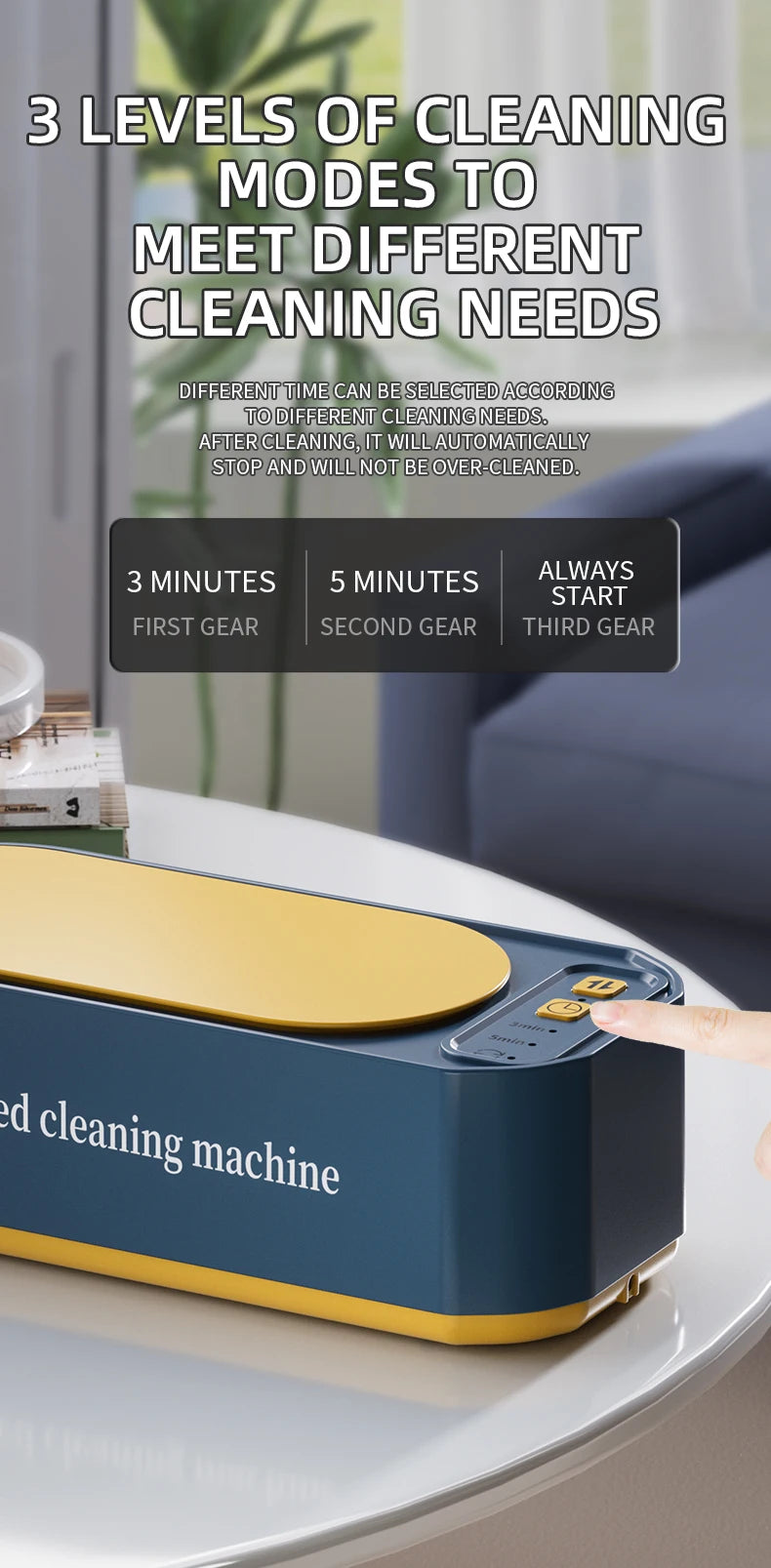 Ultrasonic Glasses Cleaner, 50KHz Contact Lens Cleaner, Household Timer Jewelry Toothbrush Cleaner, Brush Dentures, New MIJIA