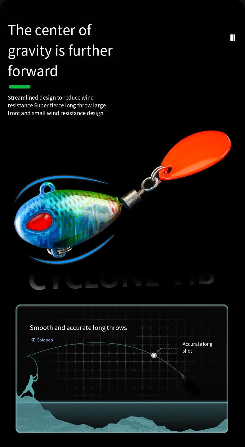 Spoon Spinner Bait Sinking Wobblers Baits Metal Jig VIB Lure Rotating Sequin Tail Lures Far Casting Fishing Baits for Sea Bass