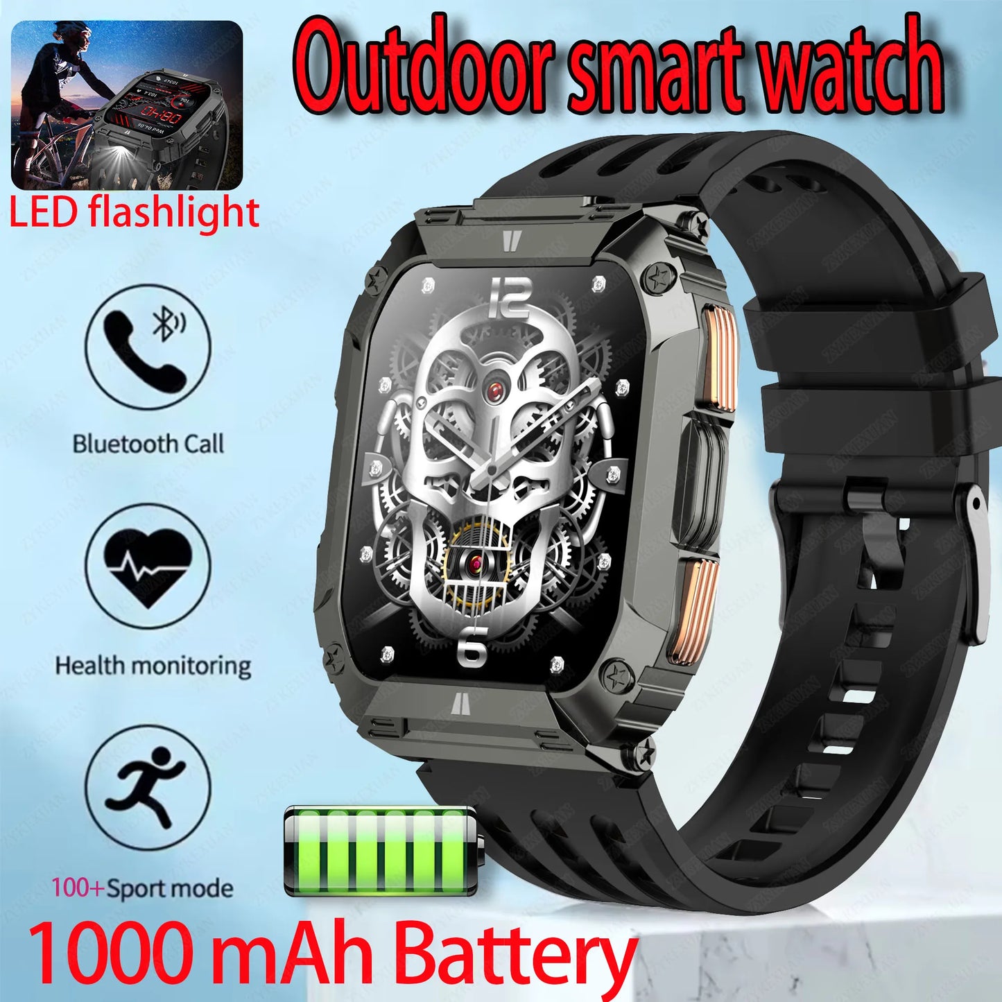 New 1000mAh Battery Smart Watch, 1.95 Inch AMOLED Screen, Men Outdoorsports Watch, IP68 Waterproof Bluetooth Call Sports Smartwatch