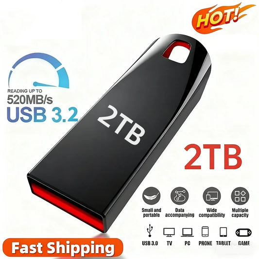 2TB High Speed 3.2 USB Flash Drive 1TB Pen Drive 512GB Waterproof Memory USB Stick Pendrive Flash Disk For iPhone SmartPhone