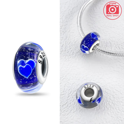 Original 925 Silver Charms Flower Blue Star Green Turtle Glass Beads Fit Bracelet Women DIY Gift Murano Jewelry Accessories