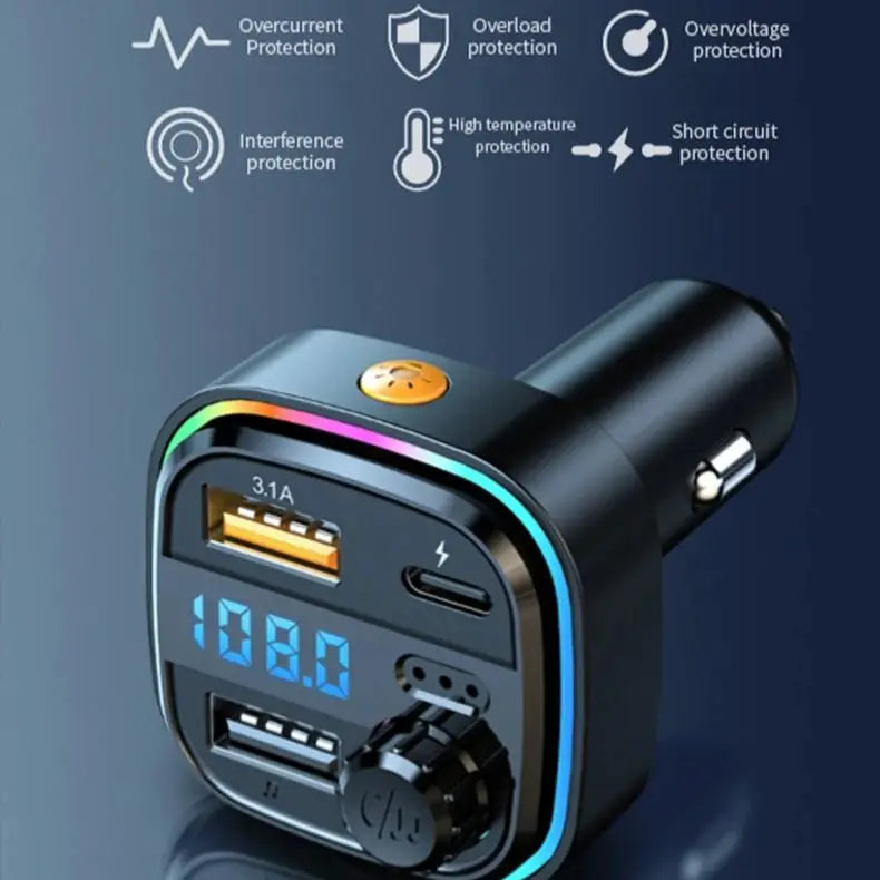 Car MP3 Player FM Transmitter Car Charger Type C Bluetooth 5.0 Handsfree Bluetooth Calling Super Quick Charge Adapter for Car