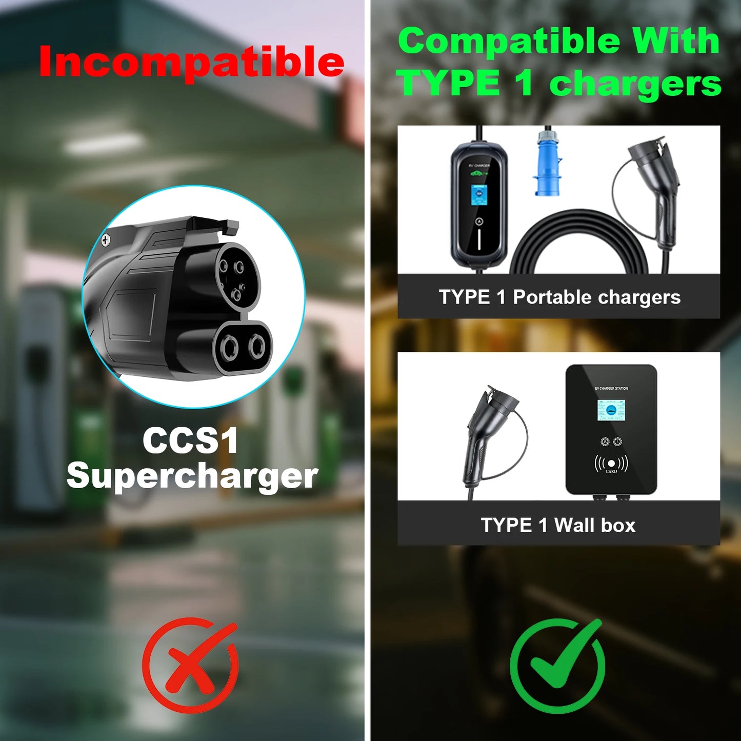 Kolanky 32A 7.2 KW Type 2 to Type 1 Adapter Type 1 to Type 2 Converter Type 2 to GBT Adapter for Charging Electric Vehicles