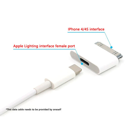 Lighting To 30Pin Adapter 8Pin Male To 30 Pin Female Charging Sync Converter for IPhone 4 4S IPad 2 3 IPod Touch Charger Cable