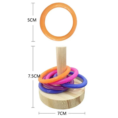 Juguete de anillo interactivo de loro de madera, ejercicio educativo estimulante, tiempo de juego divertido para loros, periquitos, juguetes para pájaros (color aleatorio)