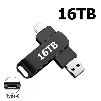 16TB Flash Drive USB 3.2 High Speed Metal Transfer Waterproof C Disk Type-C Large Storage for Phone Computer PC Data New 2026