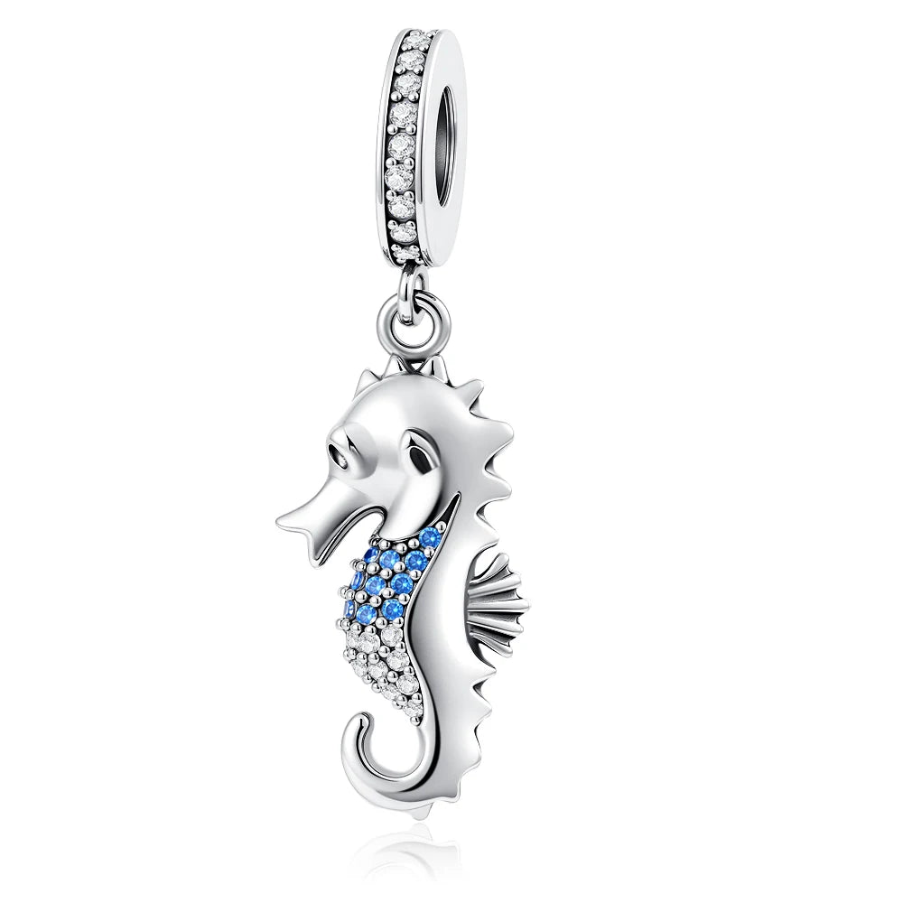 New 925 Silver Octopus crab Charm Bead Sea turtle starfish Seahorse dolphin Pendant Fit Original Bracelet Women DIY Jewelry Gift