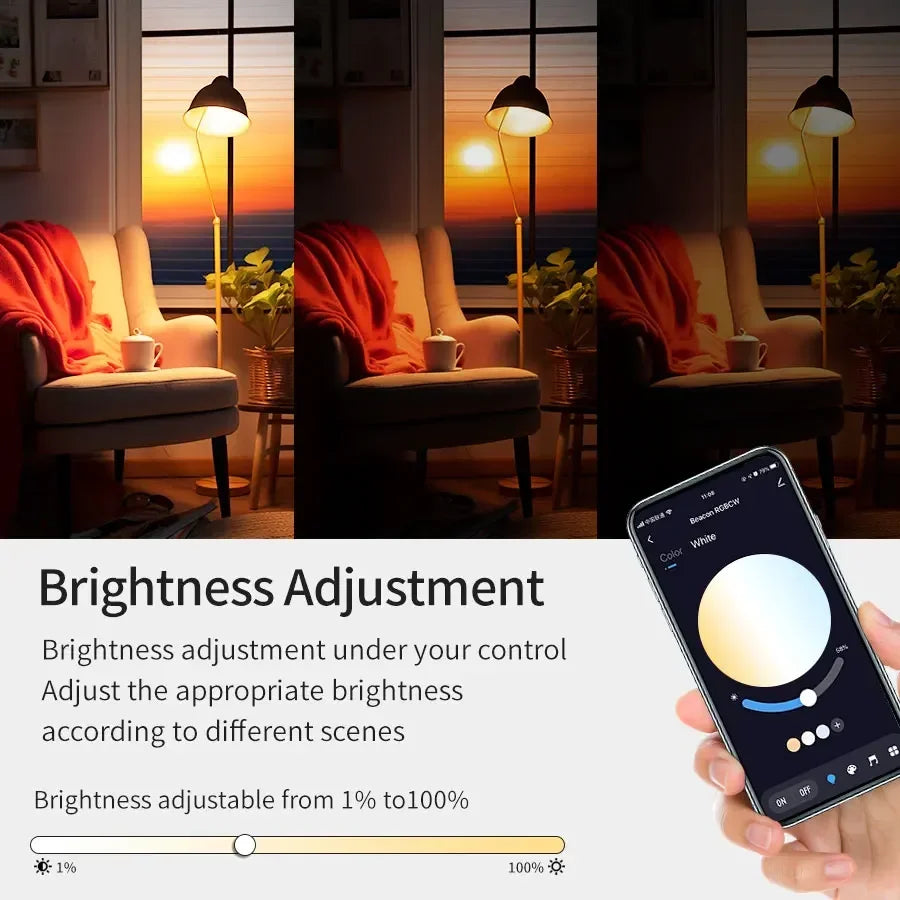 Tuya Smart Bluetooth Bulb E27 220V 9W 15W 18W Color Changing Smart Home RGB Lamp, Smart Life APP Control Dimmable Timer