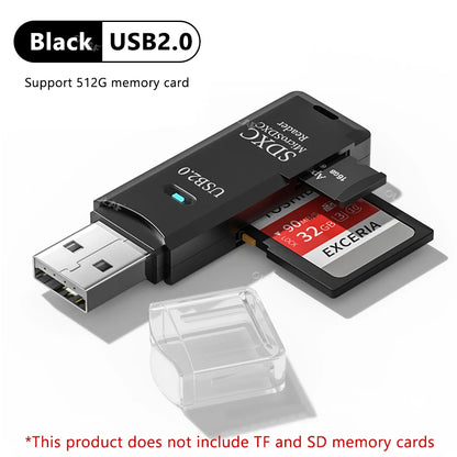 2-in-1 Card Reader USB 3.0/2.0 SD TF Card Memory Reader High-Speed Card Reader for PC Laptop Accessories SD Card Adapter